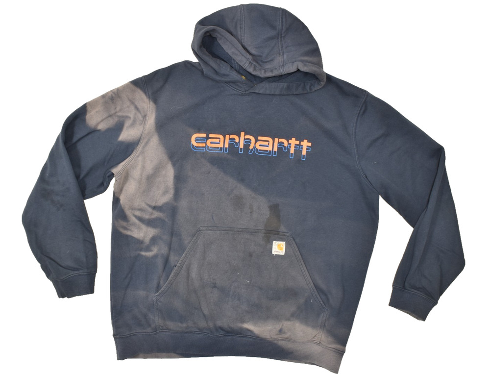 Carhartt Rain Defender Loose Fit Hoodie Men's XL Navy Blue Logo Graphic Pullover